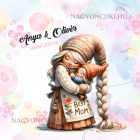 Névvel kérhető - Cuki Anya manó & Kicsi Fia mintás párna