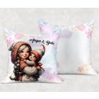 Névvel kérhető - Cuki Anya manó és Lánykája mintás párna