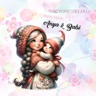 Névvel kérhető - Cuki Anya manó és Lánykája mintás párna