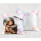 Névvel kérhető - Cuki Anya manó & Kisfia mintás párna