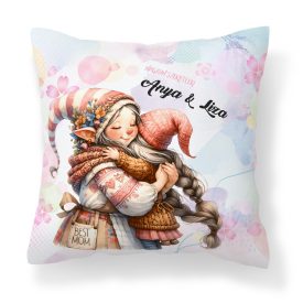   Névvel kérhető - Cuki Anya manó és manócskája mintás párna