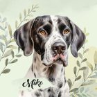 Névvel kérhető - Fekete-fehér angol pointer portré mintás párna