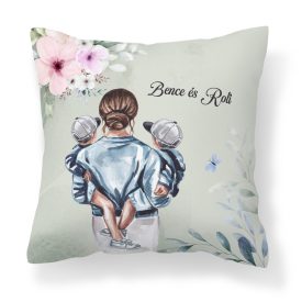 Kérd a neveddel - Anya és Kicsi Fiai mintás párna