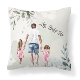 Kérd a neveddel - Apa és a kicsi lányok mintás párna