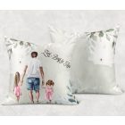 Kérd a neveddel - Apa és a kicsi lányok mintás párna