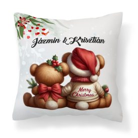   Névvel kérhető - Karácsonyi Teddy maci - együtt (masni) mintás párna