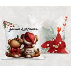 Névvel kérhető - Karácsonyi Teddy maci - együtt (masni) mintás párna