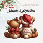 Névvel kérhető - Karácsonyi Teddy maci - együtt (masni) mintás párna