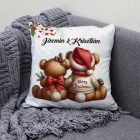 Névvel kérhető - Karácsonyi Teddy maci - együtt (masni) mintás párna