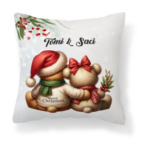  Névvel kérhető - Karácsonyi Teddy maci - együtt (sál) mintás párna