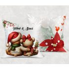 Névvel kérhető - Karácsonyi Teddy maci - együtt (sál) mintás párna