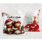 Névvel kérhető - Karácsonyi Teddy maci - együtt (kantáros) mintás párna