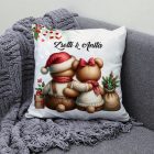 Névvel kérhető - Karácsonyi Teddy maci - együtt (kantáros) mintás párna