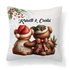 Névvel kérhető - Karácsonyi Teddy maci - együtt (kockás masni) mintás párna
