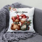 Névvel kérhető - Karácsonyi Teddy maci - együtt (tábla) mintás párna