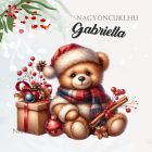 Névvel kérhető - Karácsonyi Teddy maci (fahéj) mintás párna