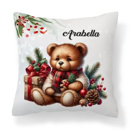   Névvel kérhető - Karácsonyi Teddy maci (macival) mintás párna