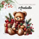 Névvel kérhető - Karácsonyi Teddy maci (macival) mintás párna