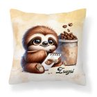 Kérd a neveddel - Festő kávés lajhár mintás párna