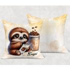 Kérd a neveddel - Festő kávés lajhár mintás párna