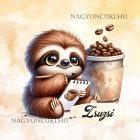 Kérd a neveddel - Festő kávés lajhár mintás párna