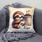 Kérd a neveddel - Festő kávés lajhár mintás párna