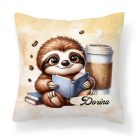 Kérd a neveddel - Kis kávés lajhár és a könyv mintás párna