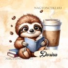 Kérd a neveddel - Kis kávés lajhár és a könyv mintás párna