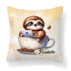 Kérd a neveddel - Kávés lajhár és a laptop mintás párna