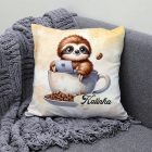 Kérd a neveddel - Kávés lajhár és a laptop mintás párna