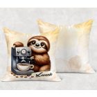 Névvel kérhető - Barista Kávés lajhár mintás párna