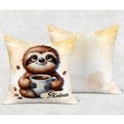 Névvel kérhető - Lazulós Kávés lajhár mintás párna