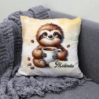 Névvel kérhető - Lazulós Kávés lajhár mintás párna