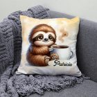 Névvel kérhető - Kávés lajhár és a forró kávé mintás párna