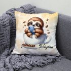 Névvel kérhető - Telefonozós Kávés lajhár mintás párna