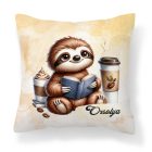 Névvel kérhető - Kávés lajhár és egy jó regény mintás párna