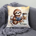 Névvel kérhető - Kávés lajhár és egy jó regény mintás párna