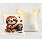 Névvel kérhető - Kávés lajhár - csak feketén mintás párna