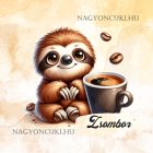 Névvel kérhető - Kávés lajhár - csak feketén mintás párna