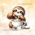 Névvel kérhető - Kávés lajhár egy kis nasival mintás párna