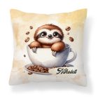 Névvel kérhető - Mosolygós Kávés lajhár mintás párna