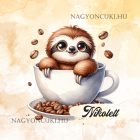 Névvel kérhető - Mosolygós Kávés lajhár mintás párna