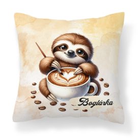   Névvel kérhető - Kávés lajhár és a szíves cappucino mintás párna