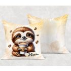 Névvel kérhető -Nagyon cuki Kávés lajhár mintás párna