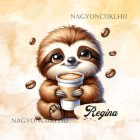 Névvel kérhető -Nagyon cuki Kávés lajhár mintás párna