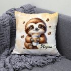 Névvel kérhető -Nagyon cuki Kávés lajhár mintás párna