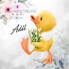 Névvel kérhető - Tündéri kiskacsa virágcsokorral mintás párna