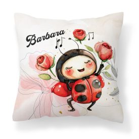 Névvel kérhető - Cuki táncoló katica mintás párna