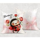 Névvel kérhető - Cuki táncoló katica mintás párna