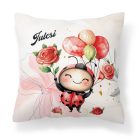 Névvel kérhető - Lufis katica mintás párna